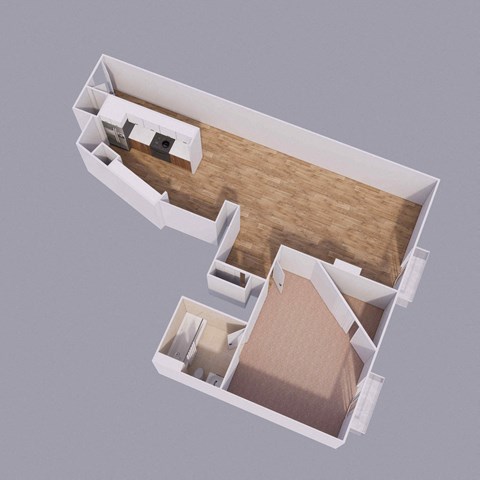Floor plan for 1 bed, 1 bath, 600 sqft